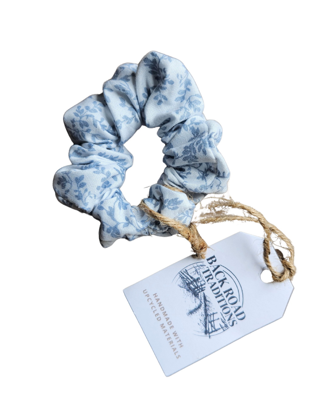 Blue/White Floral Scrunchie