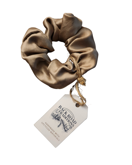 Tan Silk Scrunchie
